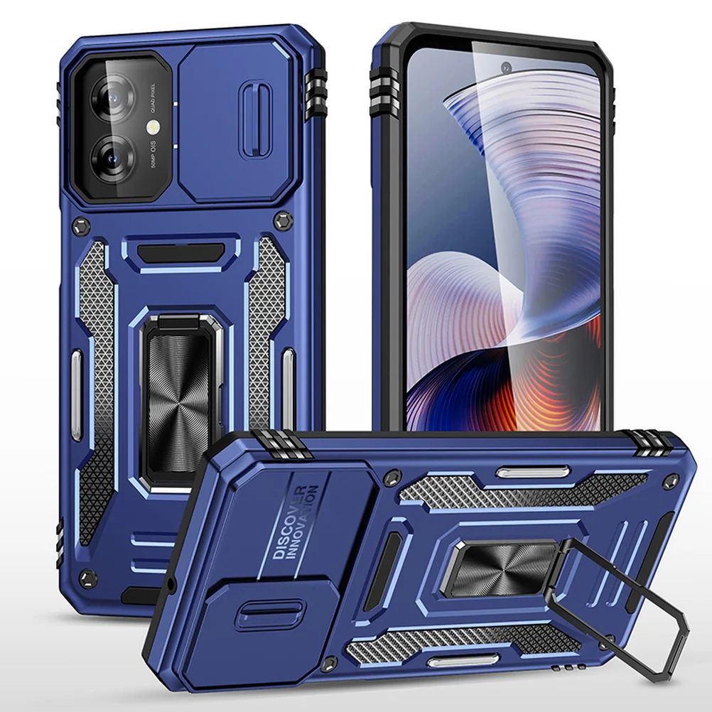 Enhanced Protective Case with Sliding Camera Cover and Metal Ring Stand