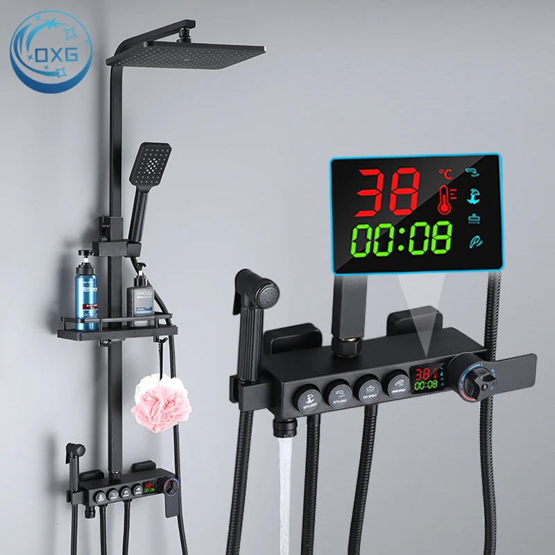 OXG Thermostatic Shower Faucet Bathroom Faucet Set Digital Display Shower System Rainfall Shower Set Modern For Bathroom bathroom faucet,bathroom shower faucet set