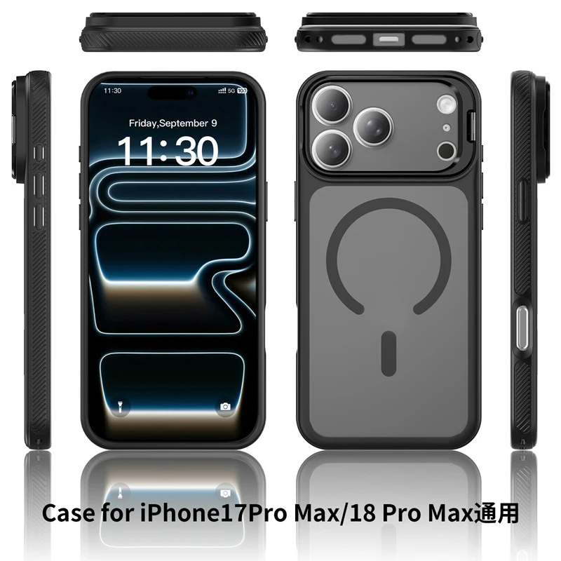 Magnetic Matte Translucent Hard Phone Case with Metal Camera Lens Stand