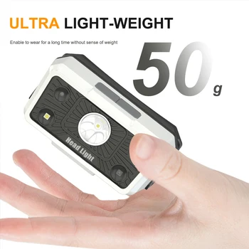 LED Headlamp Rechargeable Wave IR Sensor Head Flashlight Waterproof XPG Dual Light Floodlight for Fishing Camping Hiking 2