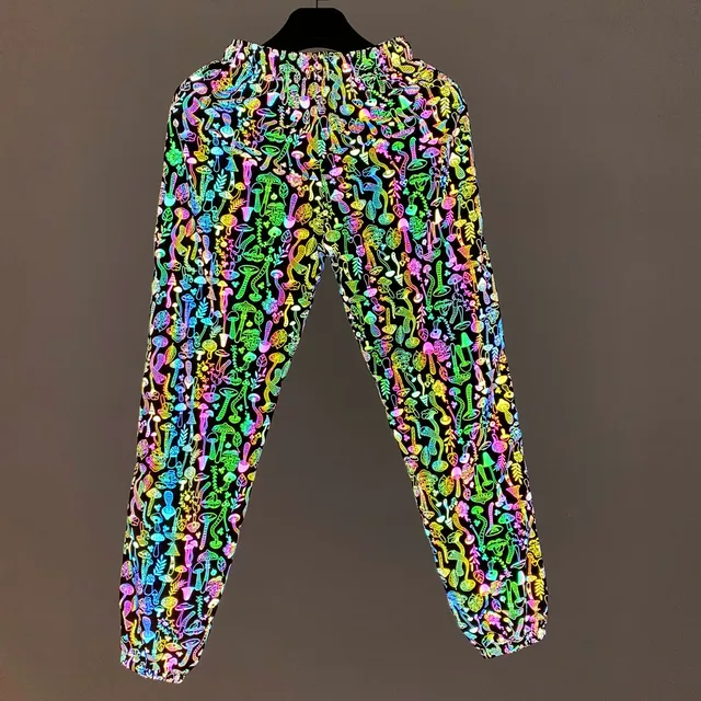 Mens Mushroom Reflective Pants  Rainbow Reflective Pants Mens - 2023 Pants  Mens Hip - Aliexpress