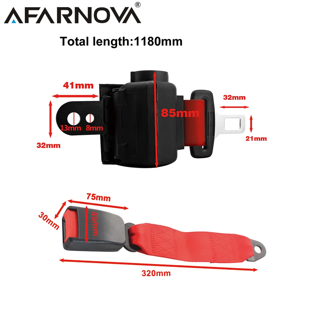 Afarnova-cinturón de seguridad Universal de dos puntos para coche, accesorio ajustable para Interior de coche