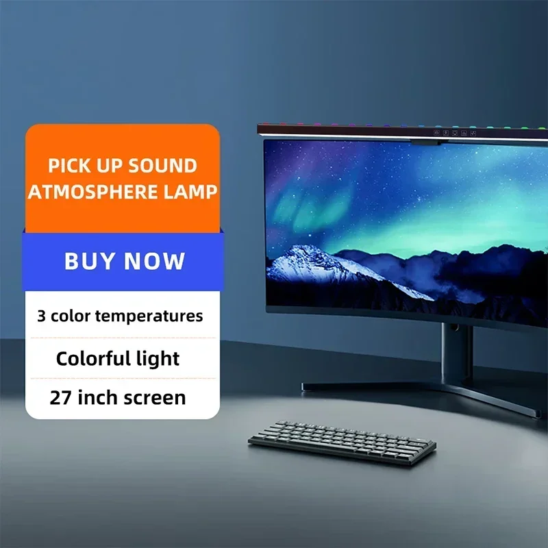 LED Monitor Light Bar Computer Screen Hanging Lamp RGB Atmosphere Pickup Light for Work Study Reading Gaming Dimming Lighting 2