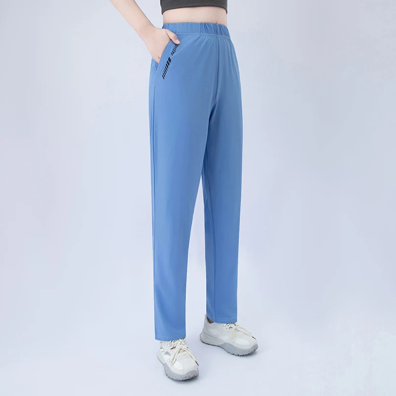 Ensemble 1/3 pièces pour femmes, pantalon décontracté d'été à imprimé lettres avec poches, confortable, grande taille, pour jeunes étudiantes, sport et course à pied, pantalon sarouel.