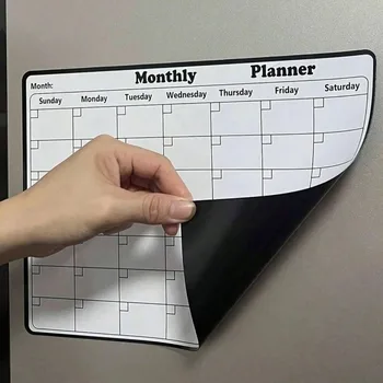 1 pz frigorifero magnetico cancellabile a secco calendario mensile pianificatore lavagna record bacheca memo pad cucina frigorifero decorazione 1