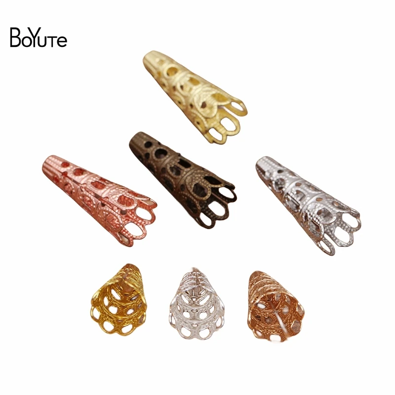 

BoYuTe (100 Pieces/Lot ) Metal Brass Stamping 9*22MM Filigree Bead Caps Diy Hand Made Jewelry Accessories Wholesale