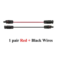 Black/Red Solar Extension DC Cable with PV Connector (4/6mm², 12/10AWG, 1m - 20m Length) - Ideal - 1m - 3.28ft (1pair Red and Black)