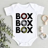 "Box Box Box" F1 Tyre Compound Design Newborn Bodysuit Short Sleeve Jumpsuit Boy Girl Baby Clothes Soft Cotton Infant Romper 1