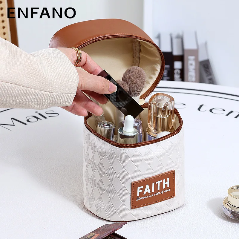 

Новая женская вертикальная сумка для хранения косметики ENFANO, роскошная дорожная сумка для стирки, высокая красота
