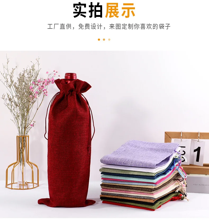 10PCS Burlap Wine Gift Bags Set – Rustic Red Wine Bottle Covers for Champagne or Liquor... - SKU WGBS1422 - UGI Packaging