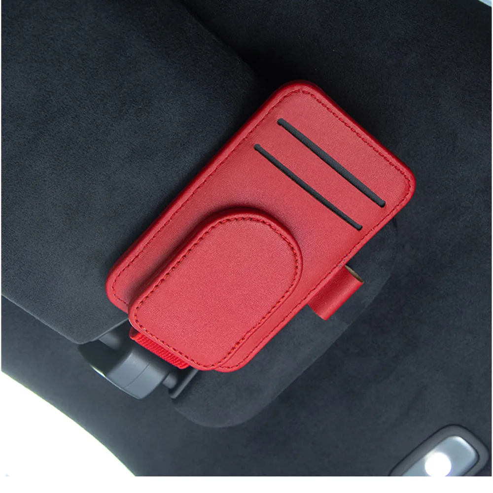 Premium Leather Multifunctional Car Sunshade Storage Clip