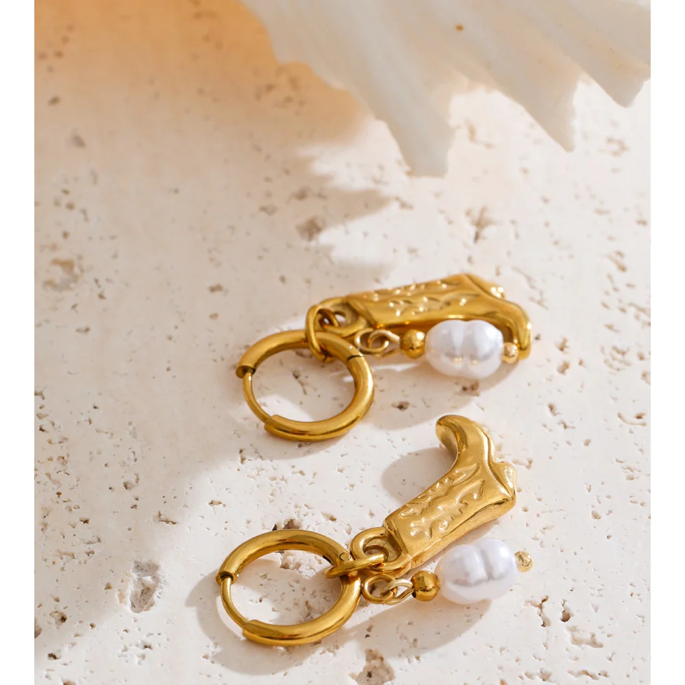 Yhpup Stainless Steel Drop Hoop Earrings Women