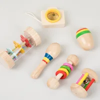 6pcs/set Wooden Musical Instruments Toys, Small Rattle, Sand Hammer, Sand Ball, Shake Bell Kaleidoscope, Griping Practice Toys 1