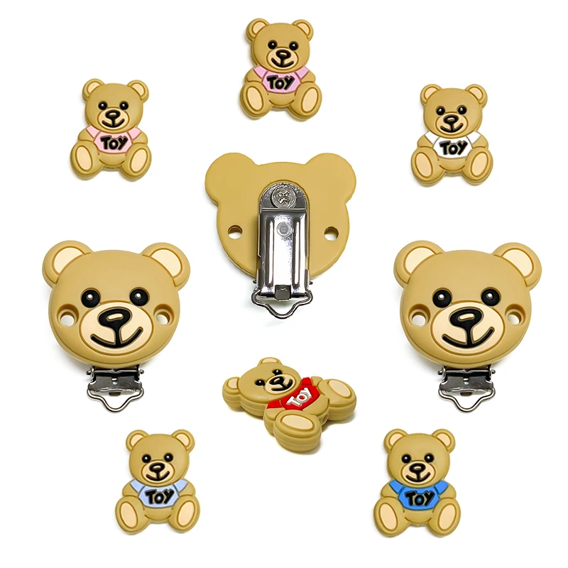 Silicone Toy Bear Pacifier Clip 10pcs Pacifier Chain Holder Soother Nursing Clips BPA Free Chain Accessories Pacifier Clip Pacifier Chain Pacifier Accessories Baby Silicone Accessories
