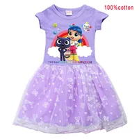 Dessin animé vrai et le royaume arc-en-ciel Costume bébé filles mignon robe d'été enfants fête de mariage habiller enfants princesse robes 2