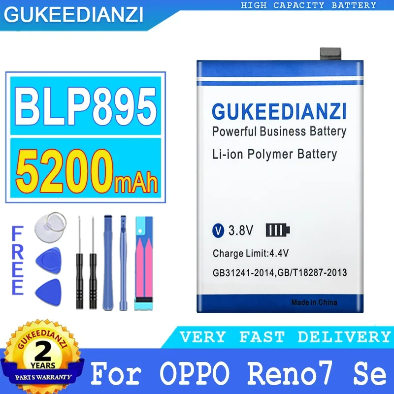 

Запасная аккумуляторная батарея мобильный телефон 5200 мАч BLP895 для OPPO Reno 7 Se 7SE PFCM00 Smartphon аккумулятор большой емкости