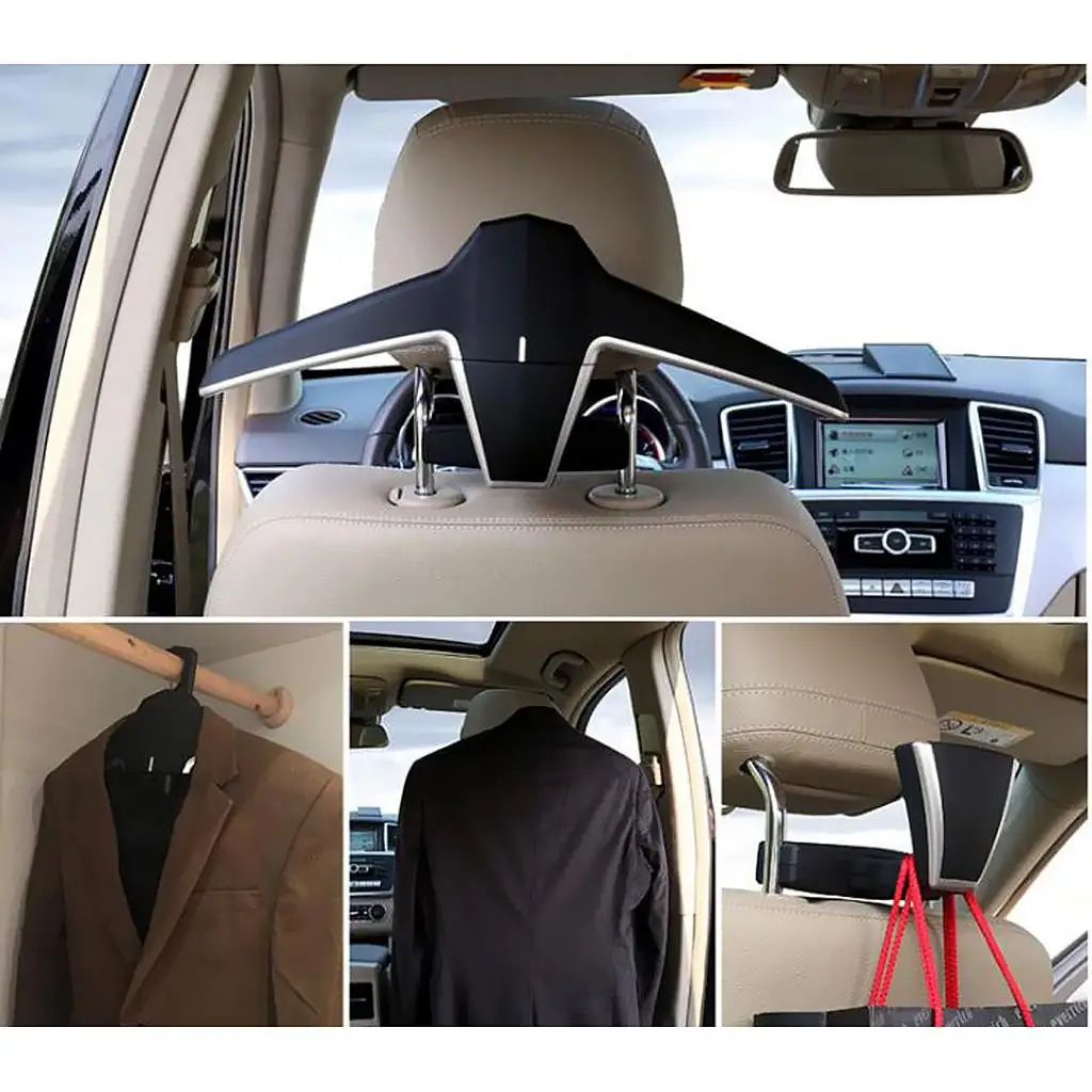 Universal Car Back Seat Headrest Coat Hanger, Auto Hook Car Coat Holder for Purse Handbag Shopping Bag Cloth