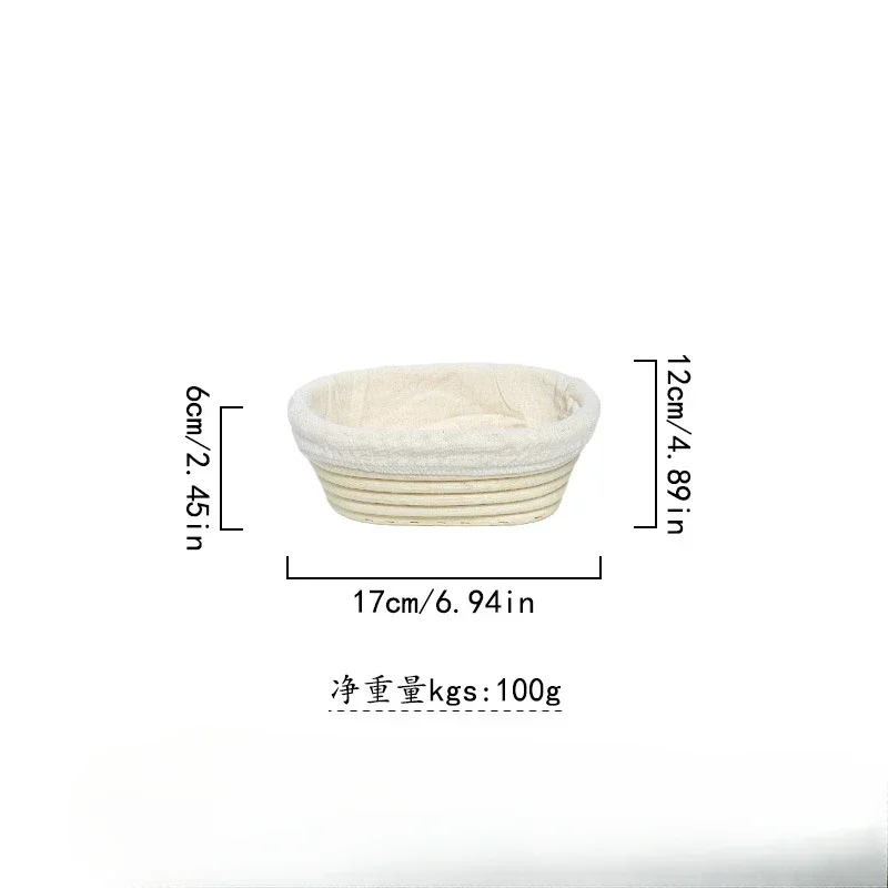 Oval European Bread Fermentation Basket Linen-lined Natural Rattan Structure for Professional Home Bakers Bread Making Tools