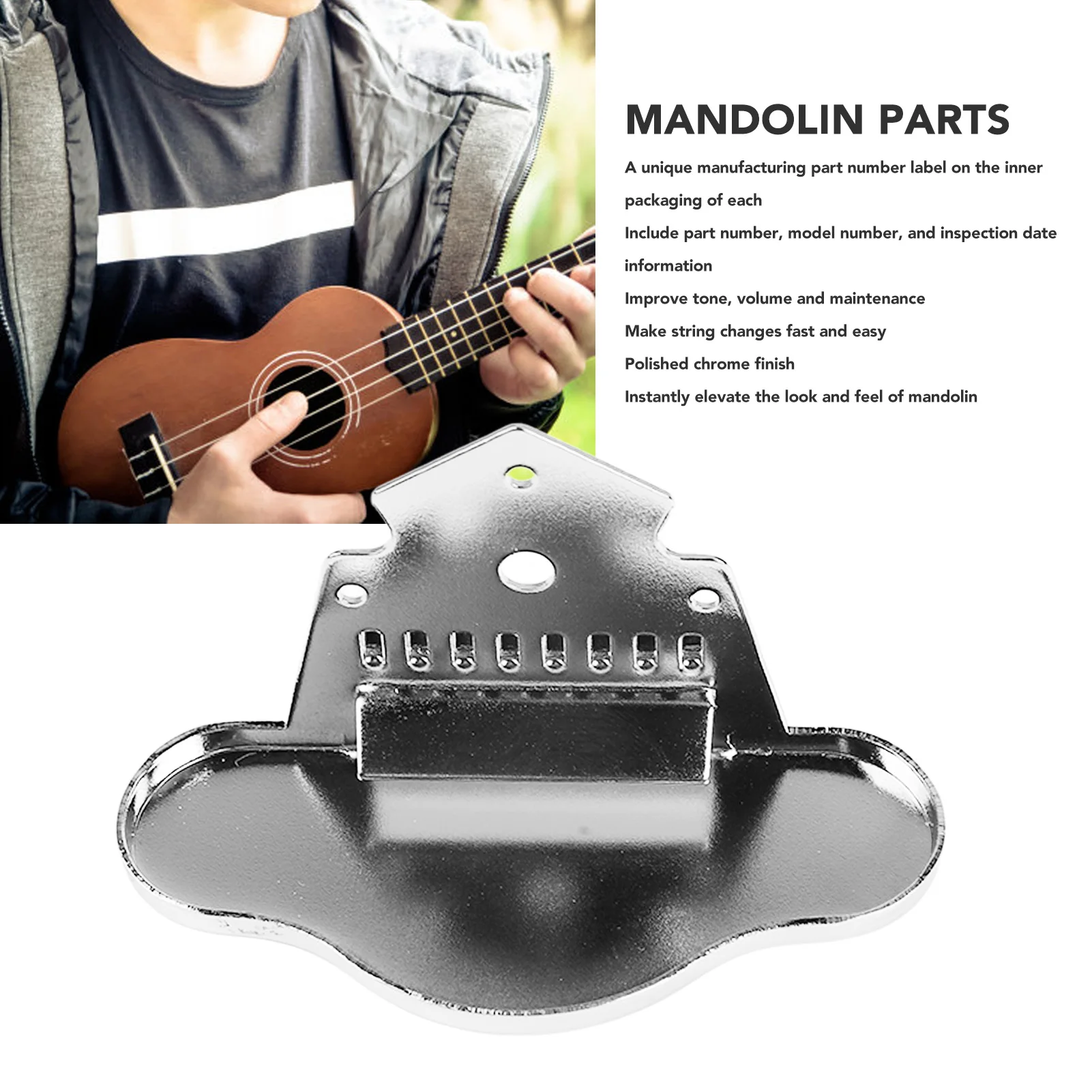

Mandolin Tailpiece Chrome Replacement Zinc Alloy Guitar Parts Instrument Accessories