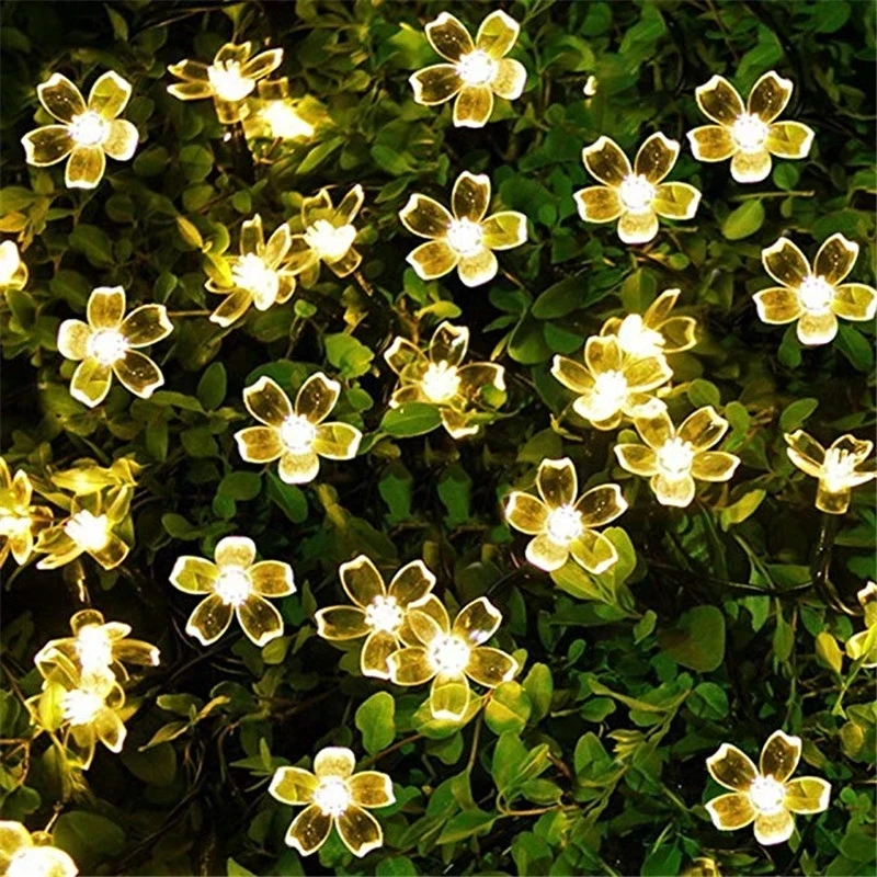 

Peach Flower Solar Lamp Power LED String Fairy Lights 5m 7m 12m 22m 6V Solar Garlands Garden Christmas Decor For Outdoor