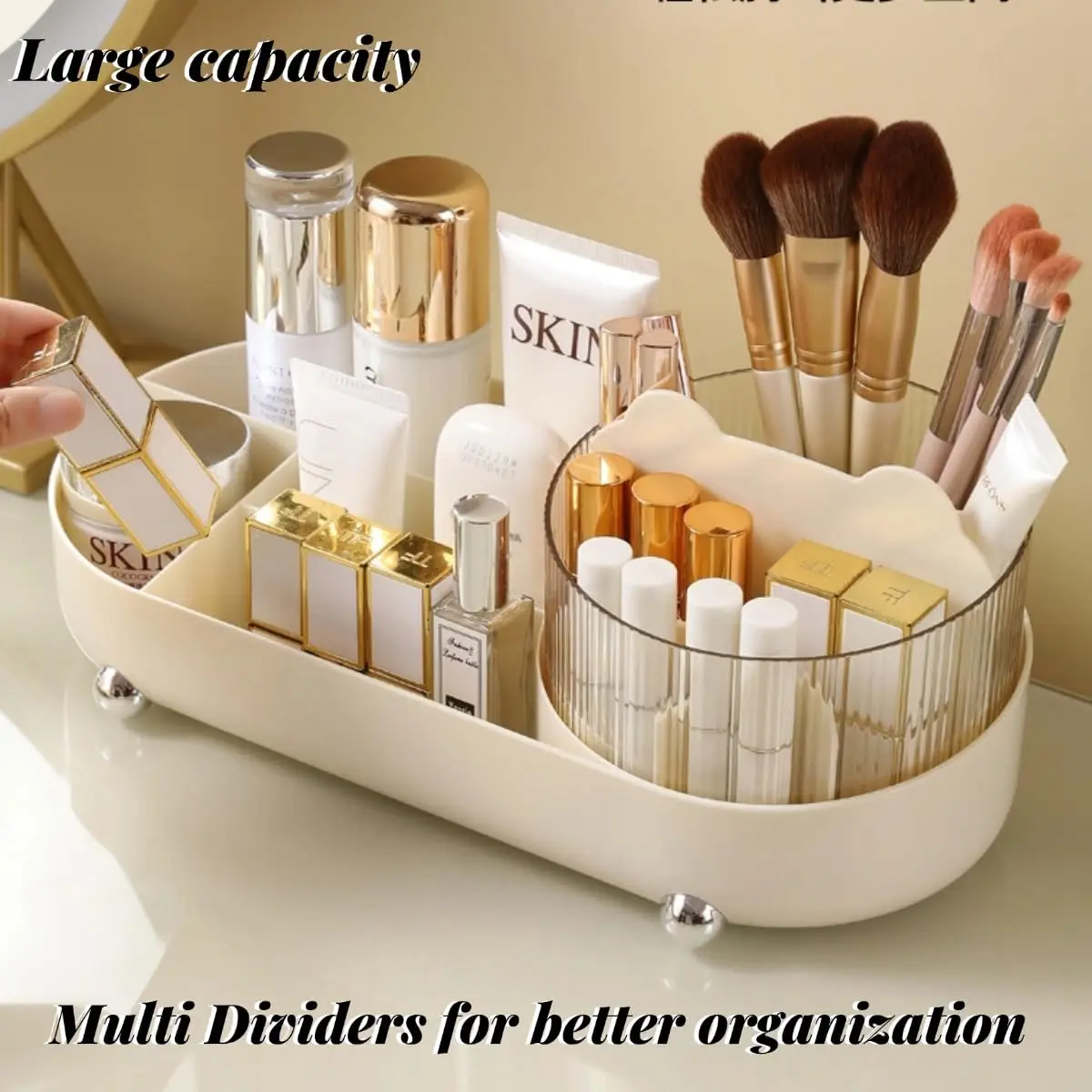 Cosmetic Desktop Storage Box Makeup Organizer 360 Degree Rotating Perfume Organizer Large Capacity Makeup Brush Holder 3