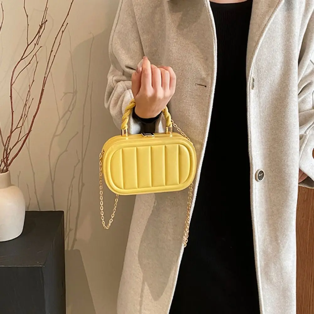 Buckle Chain Crossbody Bag Elegant Phone Bag Pu Leather Classic Shoulder Bag Solid Color Handbag Small Messenger Bag Lady