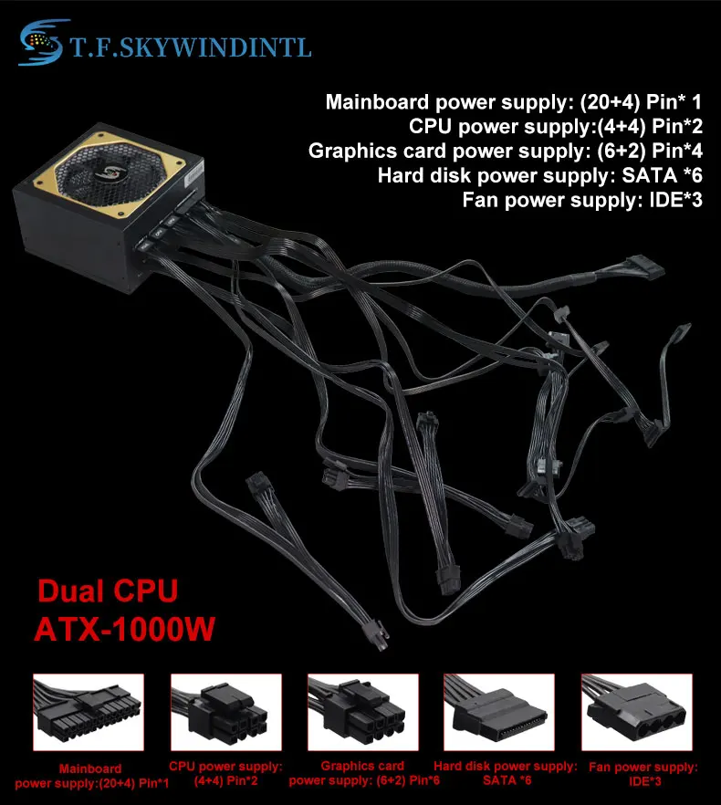 Description Picture 6 of itemT.F.SKYWINDINTL 1000W Rgb ATX 1000 WATT PC Power Supply PC Modular Psu Switching Gaming Mining Power Supplies Computer Source