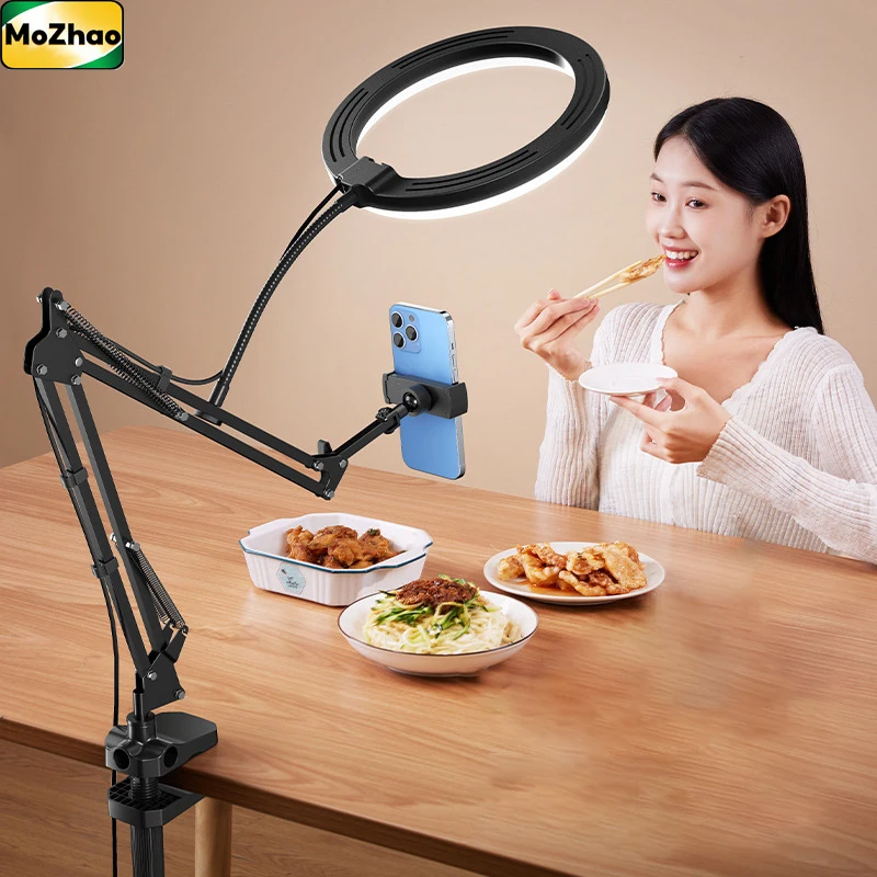 MoZhao 휴대폰 스탠드 필 라이트 촬영 라이브 방송 스탠드, 데스크탑 촬영 뷰티 램프, 고메 쥬얼리 녹화 비디오 스탠드