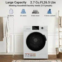 Compact 2-in-1 Ventless Washer Dryer Combo 2.7 Cu.Ft LED Display 1400 RPM Spin 16-Cycle Options Perfect Apartments RVs Homes 2