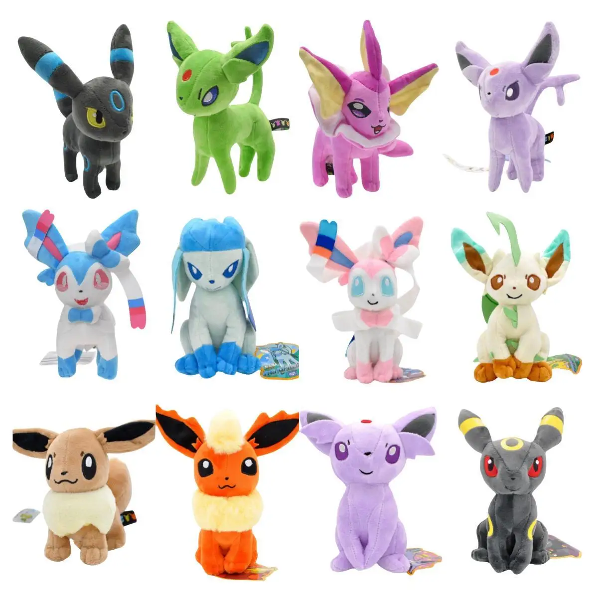 

New Pokemon Plush Toys Shine Eevee Umbreon Espeon Jolteon Flareon Vaporeon Glaceon Kawaii Pikachu Peluche Anime Dolls Kids Gift