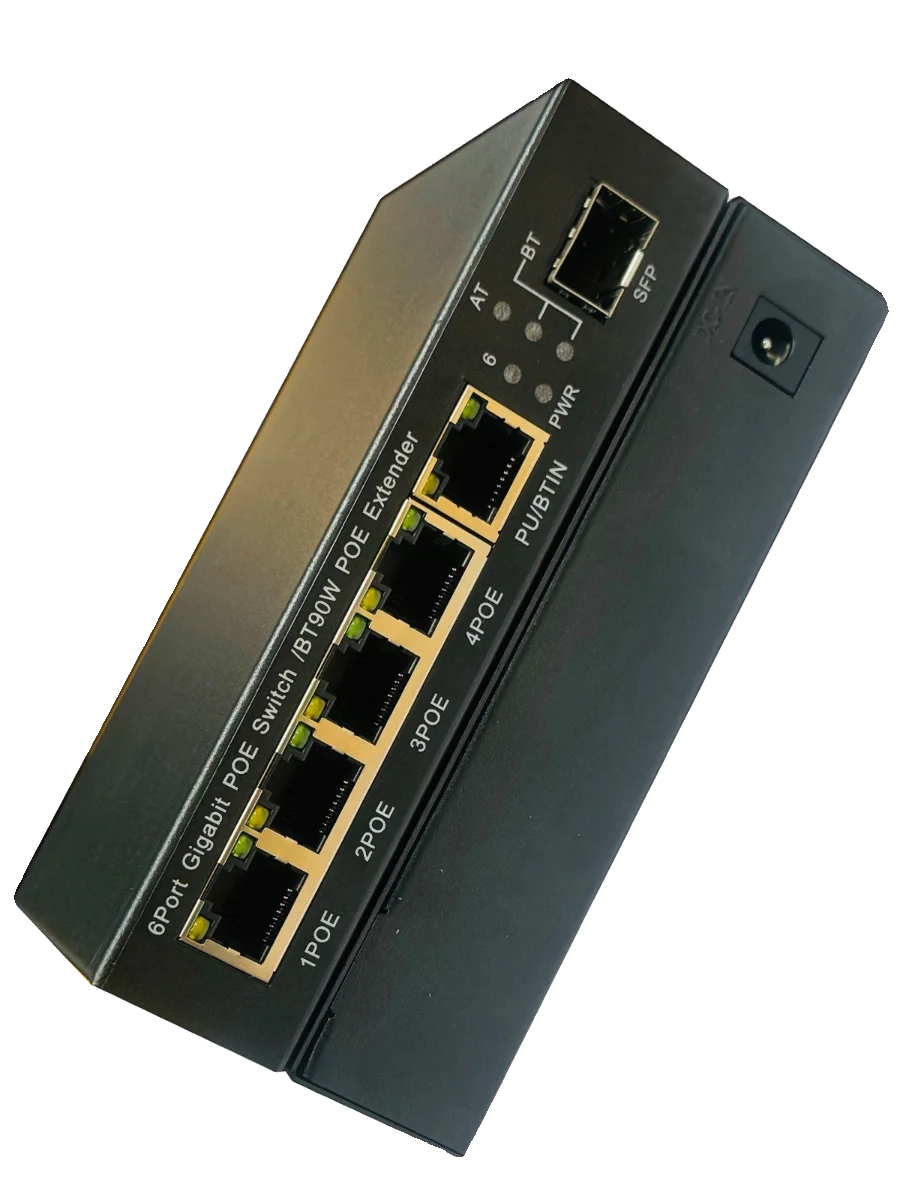 SFP 광섬유 6포트 고전력 BT90W 기가비트 POE 스위치 POE++ 전원 공급 장치 모니터링 기지국 BT POE