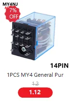 10set MY4NJ HH54PL AC/DC 12/24/36V/48V/110/220V/380V Spule 4NO 4NC Grüne LED Anzeige Power Relais DIN Schiene 14 Pin Basis – Detail 6