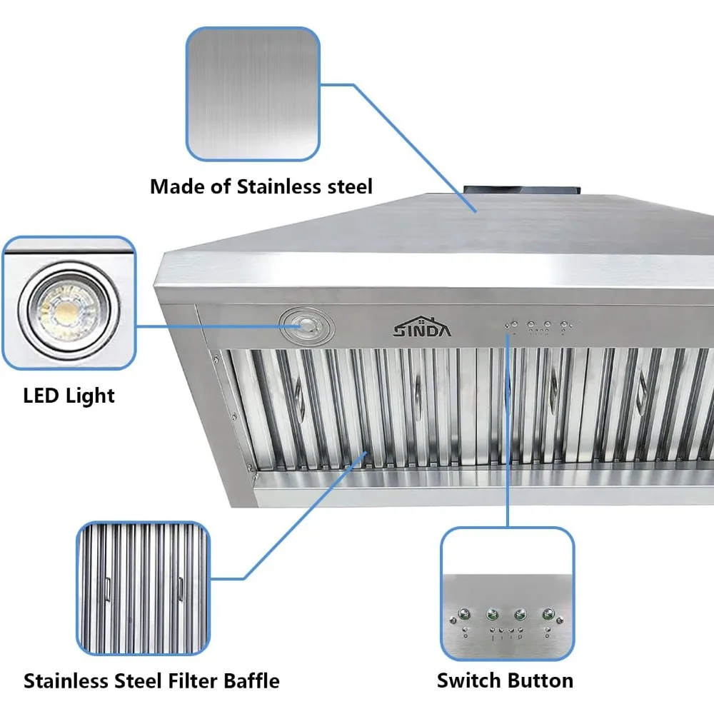 48 inch Built-in/Insert Range Hood 1150 CFM, Stainless Steel Under Cabinet Range Hood Kitchen Vent Hood with Liner 3