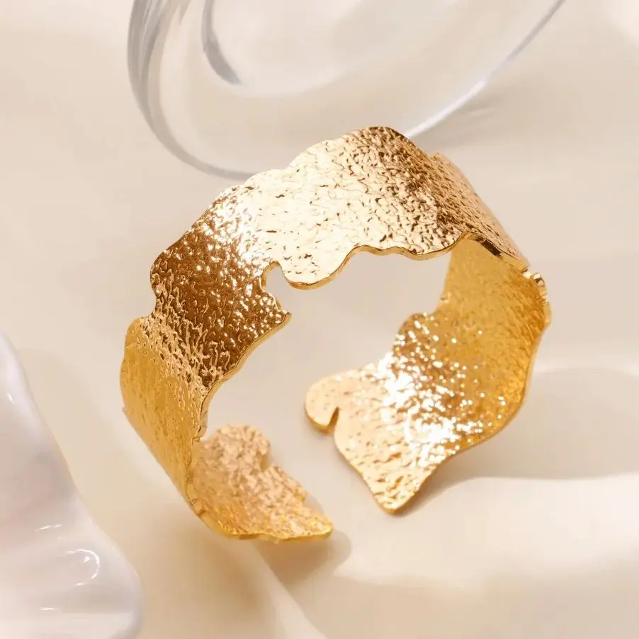 Textured Surface Cuff Bracelets for Women Men