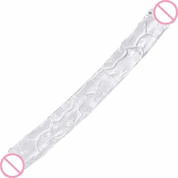 Double Ended Realistic Flexible Clear Jelly Dildos,Double Sided Lesbian Anal Play G-spot Stimulator Sex Toy for Women Men Couple 5
