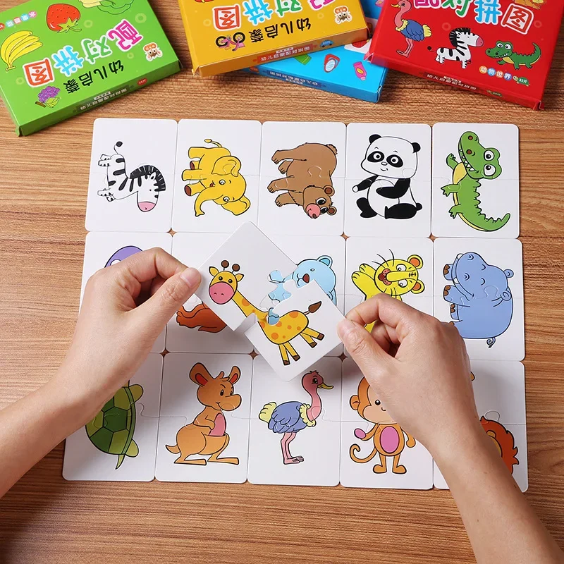 32 Pack Montessori Education Toddler Matching Cards Learning Games for Kids Toys for Kids 2 to 4 Years Old Cartoon Puzzle Baby 3