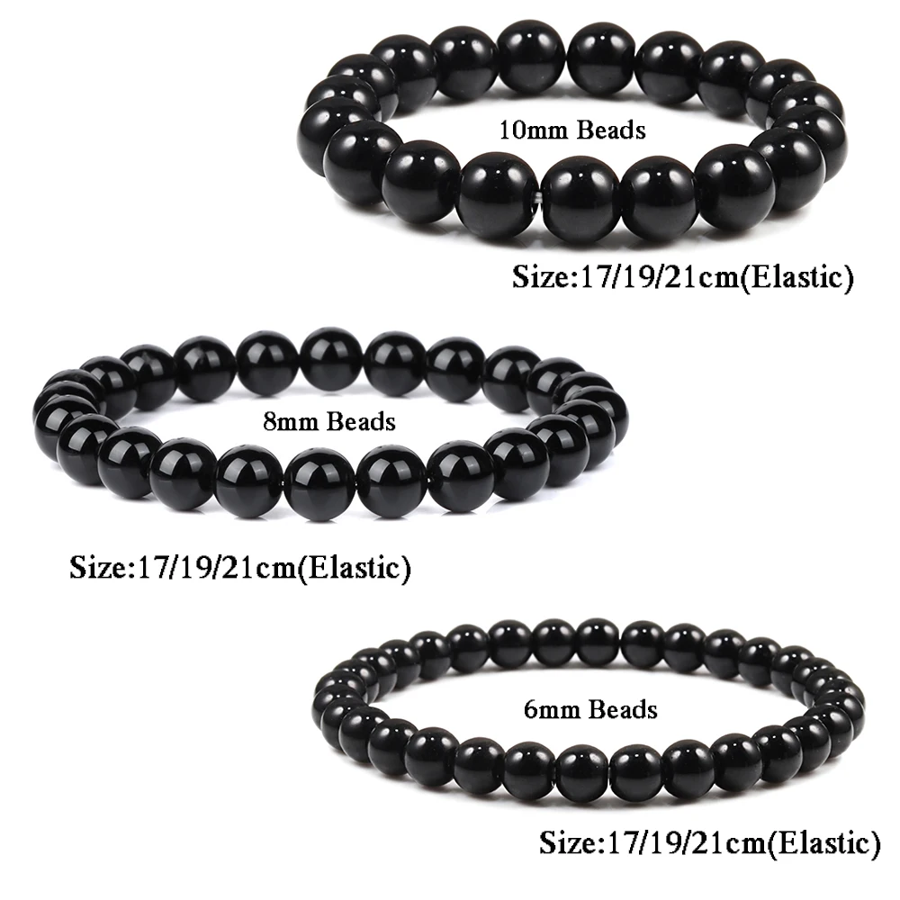 Natural Black Obsidian Stone Bracelet Fat Relief Promote Blood Circulation Anti Anxiety Weight Loss Women Men Jewelry