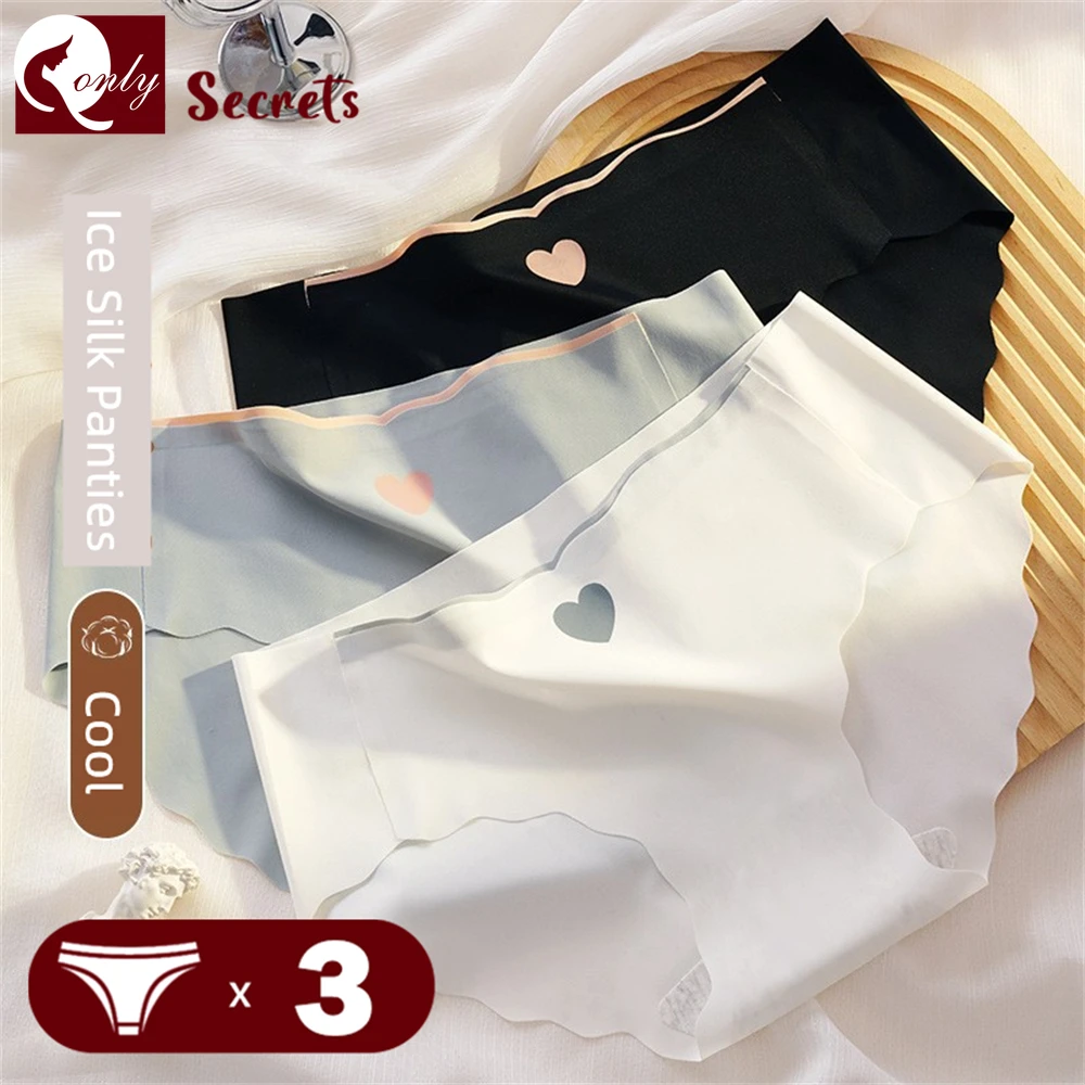 

3PCS M-XL Ice Silk Briefs Seamless Sexy Ladies Thin Traceless Middle Waist Panties Underwear Female Lingerie Girls Intimates