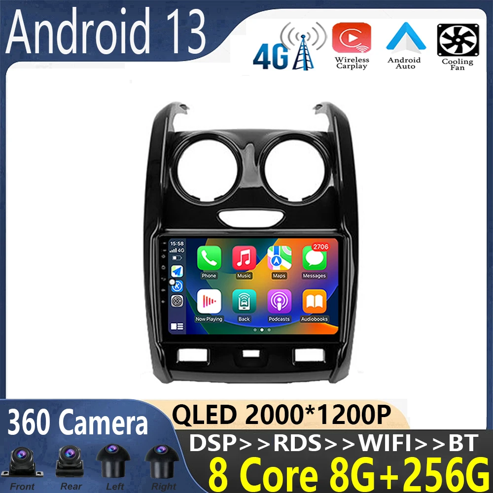 

Android 13 для Renault Duster 2 2015-2020 автомобильное радио, мультимедийный видеоплеер, GPS-навигация, стерео Carplay, Wi-Fi + 4G QLED