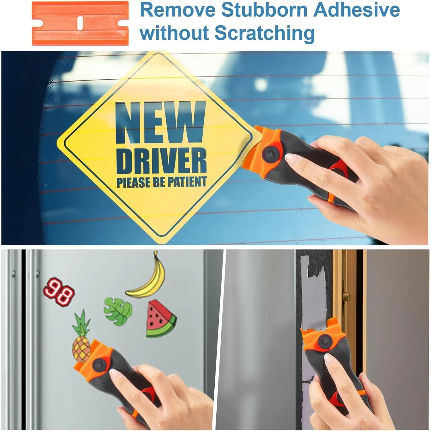 2Pcs Razor Blade Scraper 10 Metal Blades & 30 Plastic Blades Remove Label Decal Tool Car Glass Windows Tile Cleaning Tool