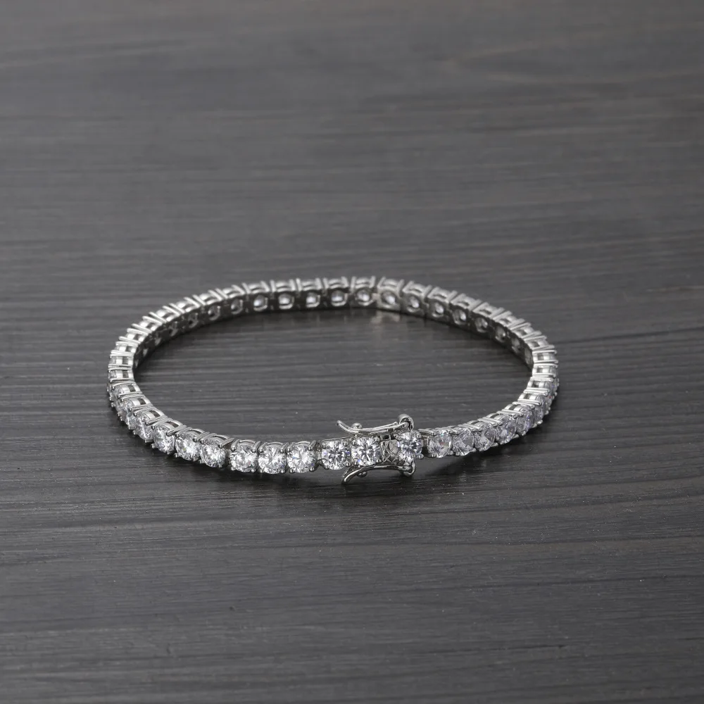 D VVS1 Moissanite Bracelet Full Diamond S925 Sterling Silver For Women Men Hip-hop Punk Jewellery Exquisite Gift