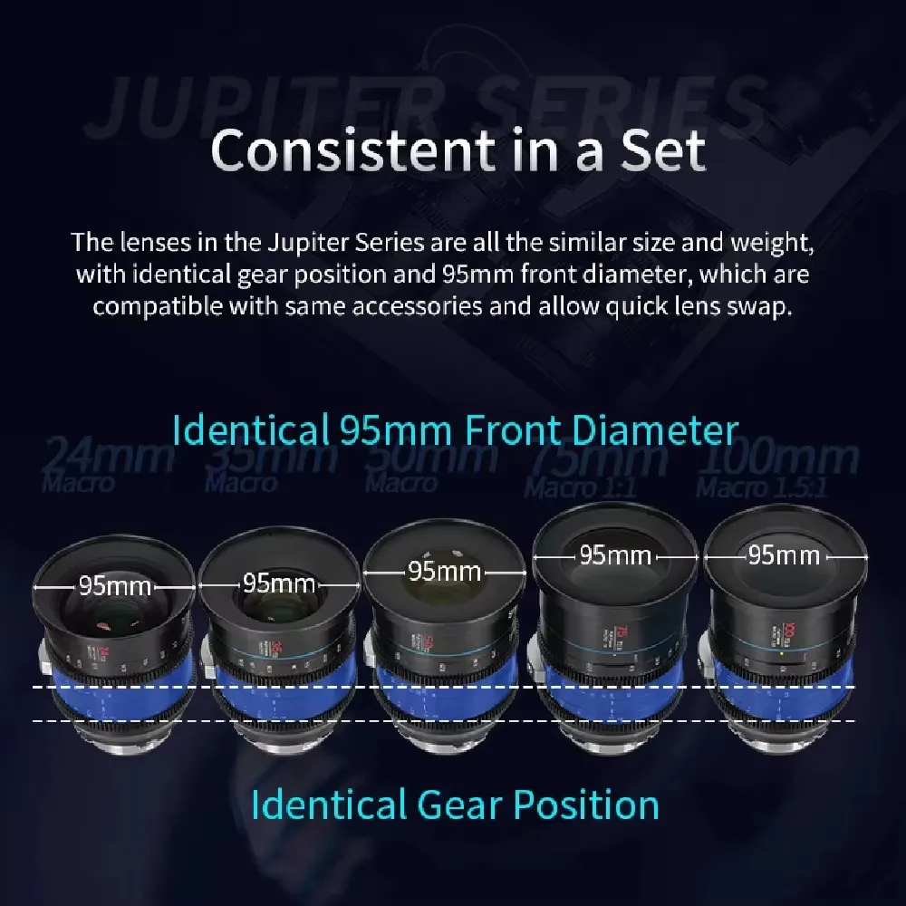 시루이 주피터 24mm 35mm 50mm T2 75mm 100mm T2.8 풀프레임 매크로 시네 렌즈 (EF/PL 마운트 카메라용)