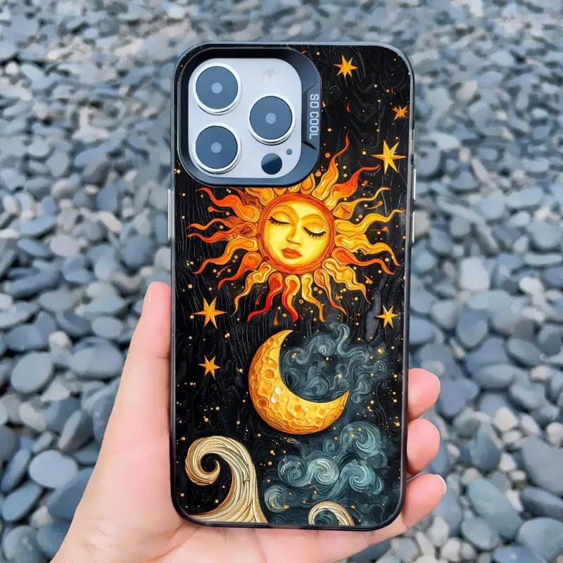 Funny Sun and Moon Face Shockproof Laser Phone Case