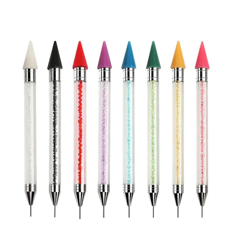 Double Head Nail Art Diamond Embroidery Drill Dot Painting Point Pen With Box Rhinestone Picker Wax Pencil Crystal Handle Tool 6