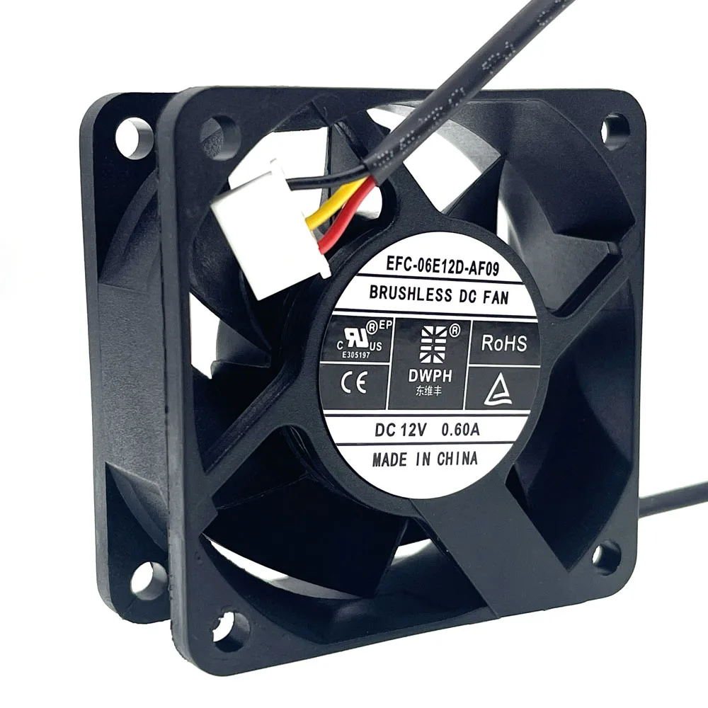 Servidor Inversor Fonte de Alimentação Psu Ventilador de Refrigeração Axial Efc06e12d Efc-06e12d-af09 6025 12v 0.60a 60x60x25 mm 60 mm 6cm