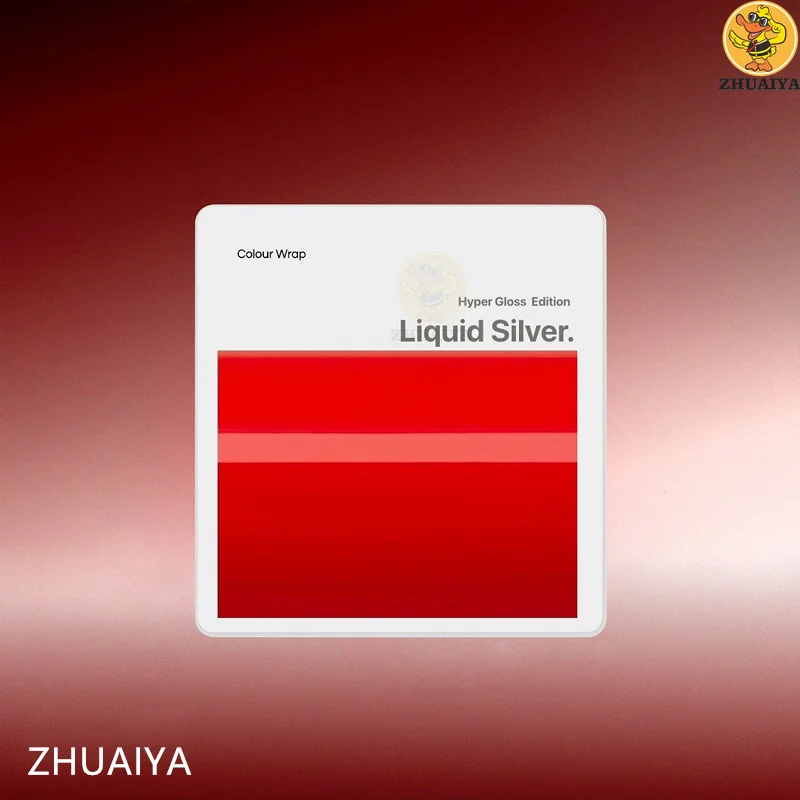 ZHUAIYA 하이퍼 글로스 에디션 리퀴드 실버 비닐 랩 필름, 차량 랩핑용, 버블 프리, 쉬운 설치, 1.52x18M