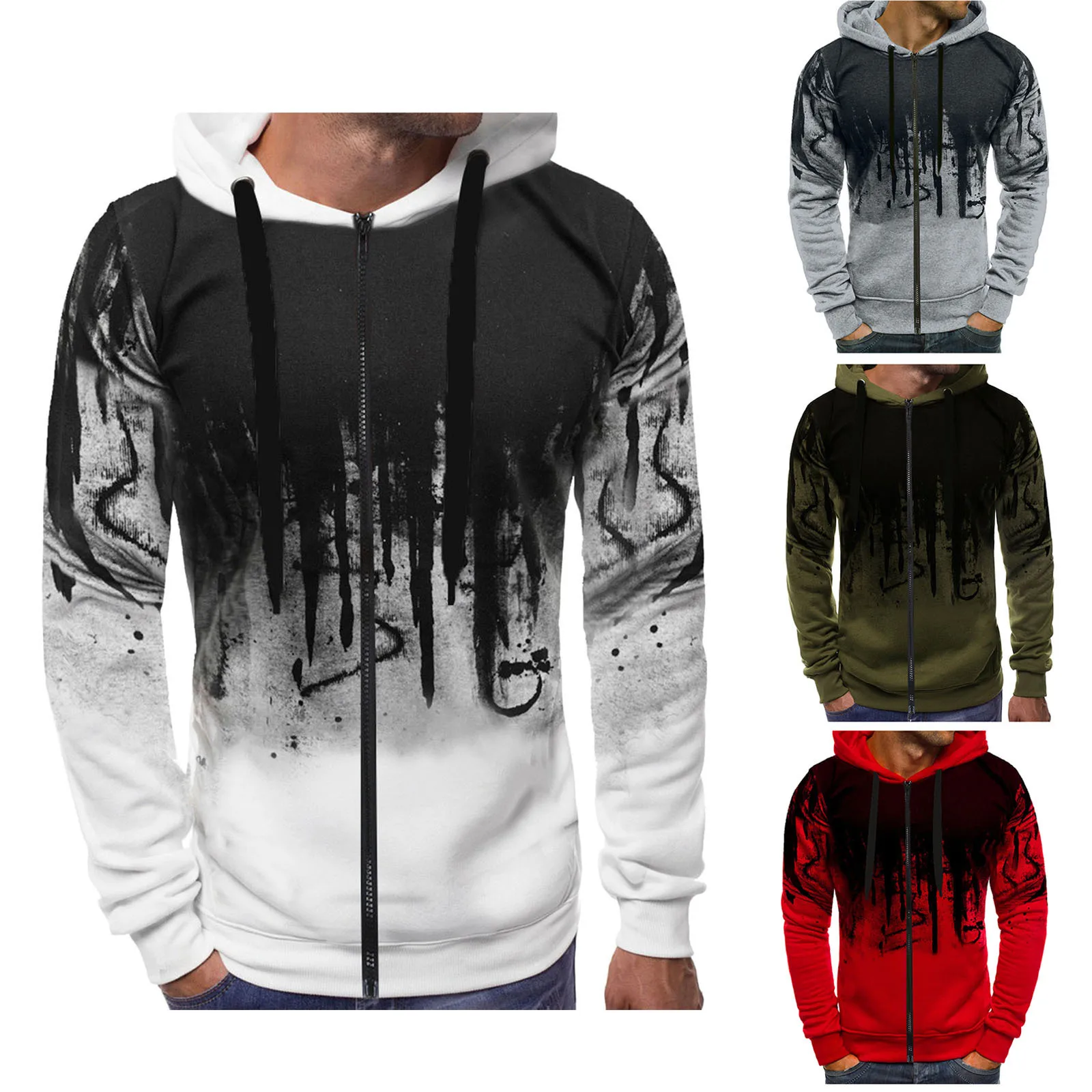 

New Zipper Hoodies Autumn and Winter Men's Camouflage Printing Casual Zipper Shirt Long Sleeves Hoodie Hoodie Sweatshirt Jacket