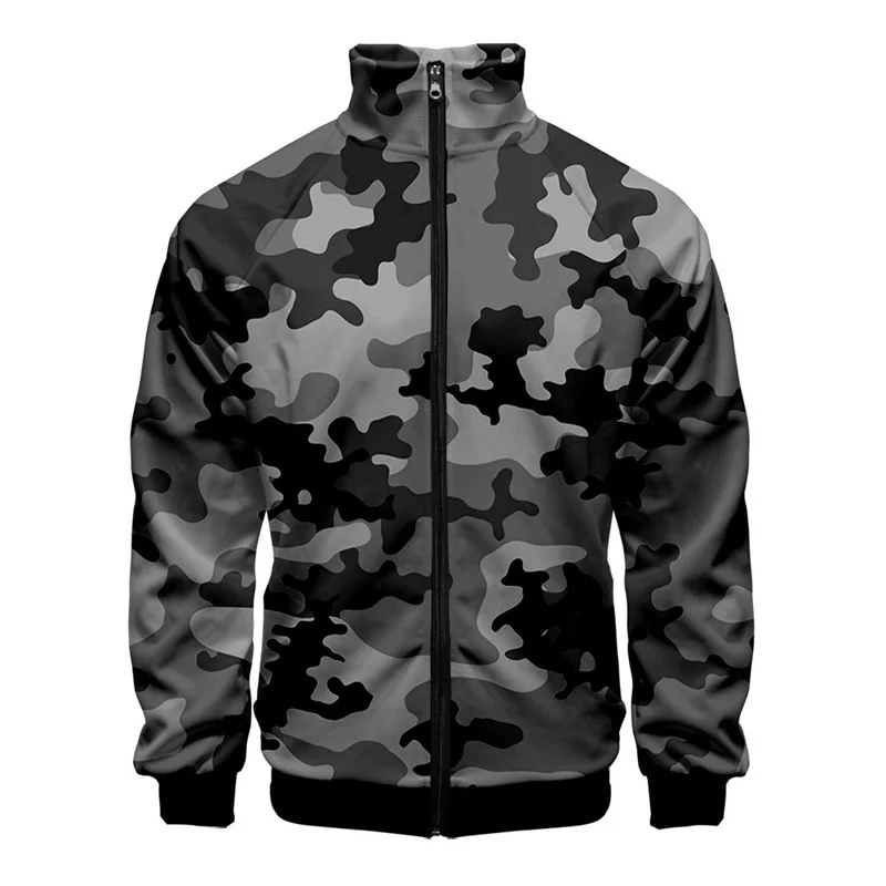 thumbnail image 1 of Chaqueta con estampado 3D de camuflaje para hombre, abrigo deportivo de calle de gran tamaño, chaqueta con cremallera para primavera y otoño, 1 of 5