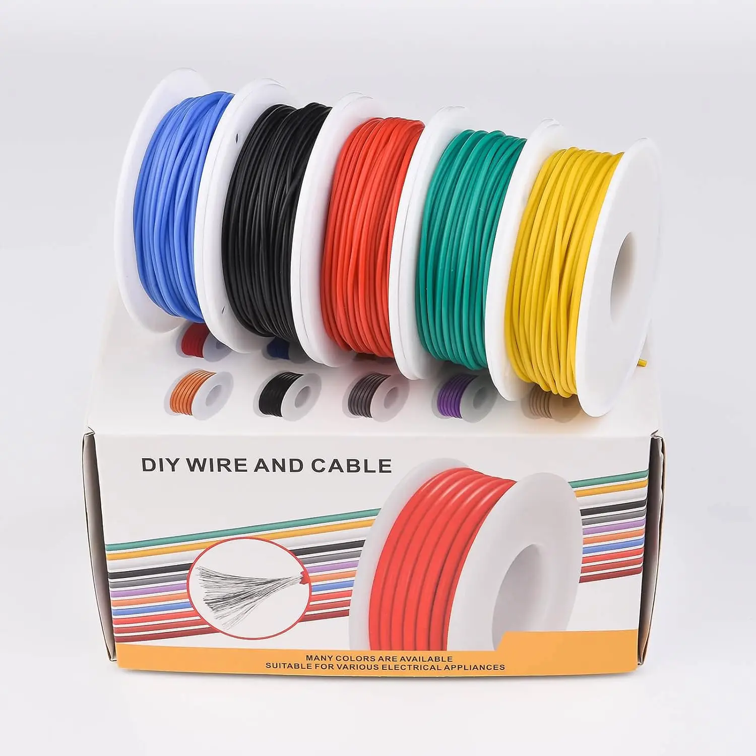 Câbles silicone 16-20AWG de différentes couleurs enroulés, kit pour simulateur de formation.