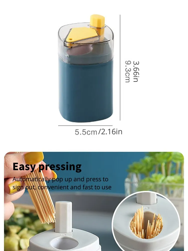 Description Picture 5 of itemSingle Toothpick Holder Pressed Automatic Toothpick Holder Kitchen Restaurant Desktop Organizer Dental Cleaning Tools